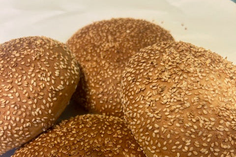 Three seeded burger buns